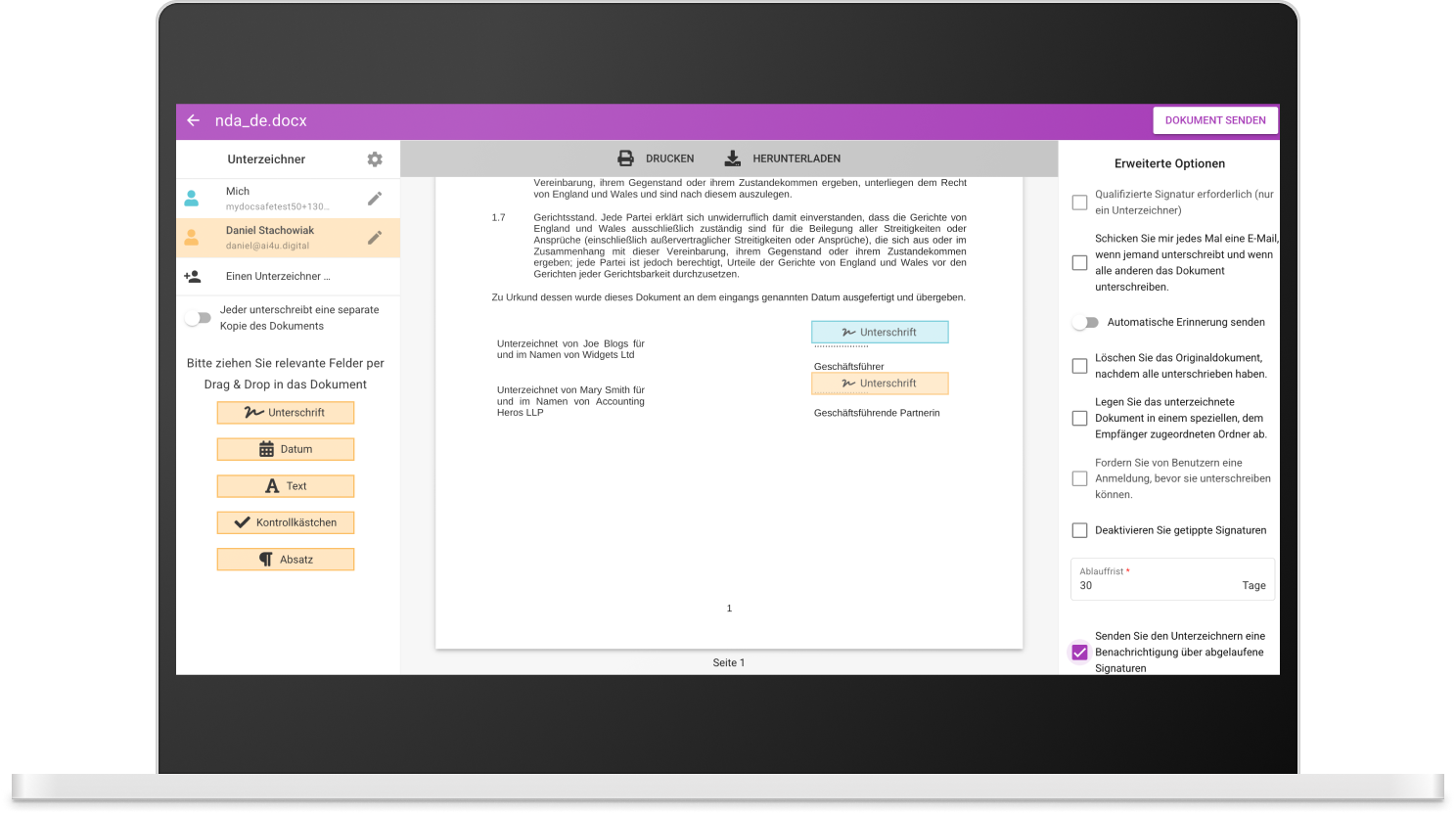 Electronic signatures – legally binding and secure