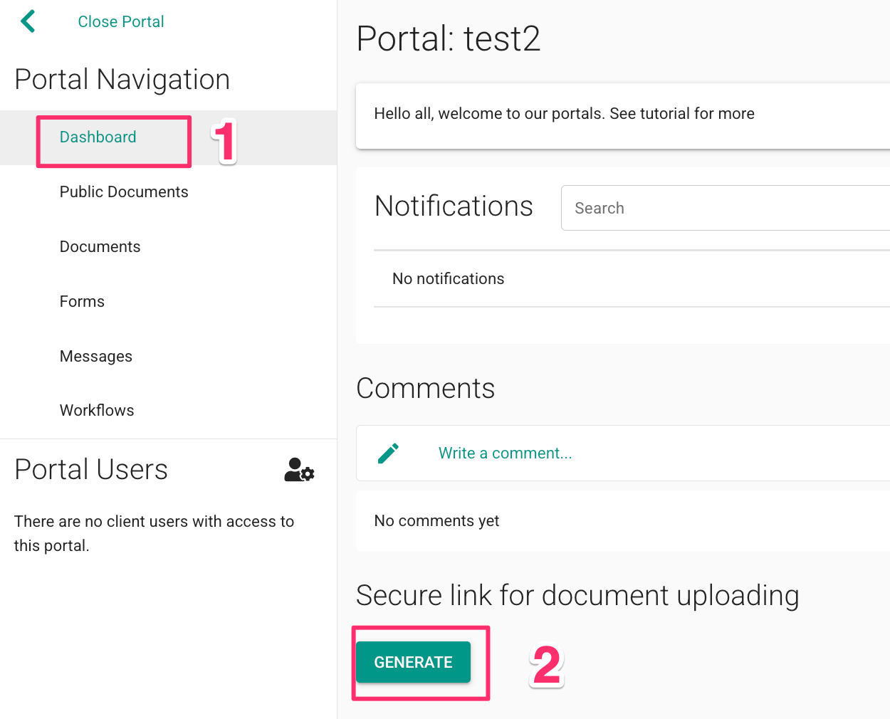 Crea un collegamento sicuro per il caricamento dei documenti nel portale MyDocSafe