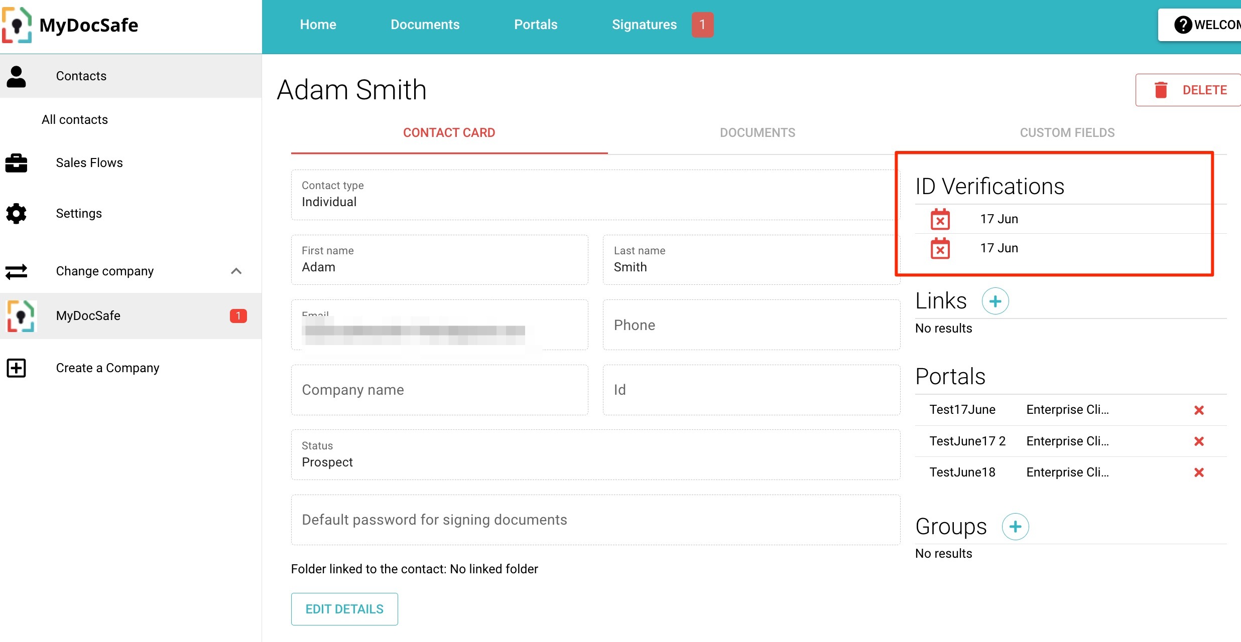 MyDocSafe ID verification test expired