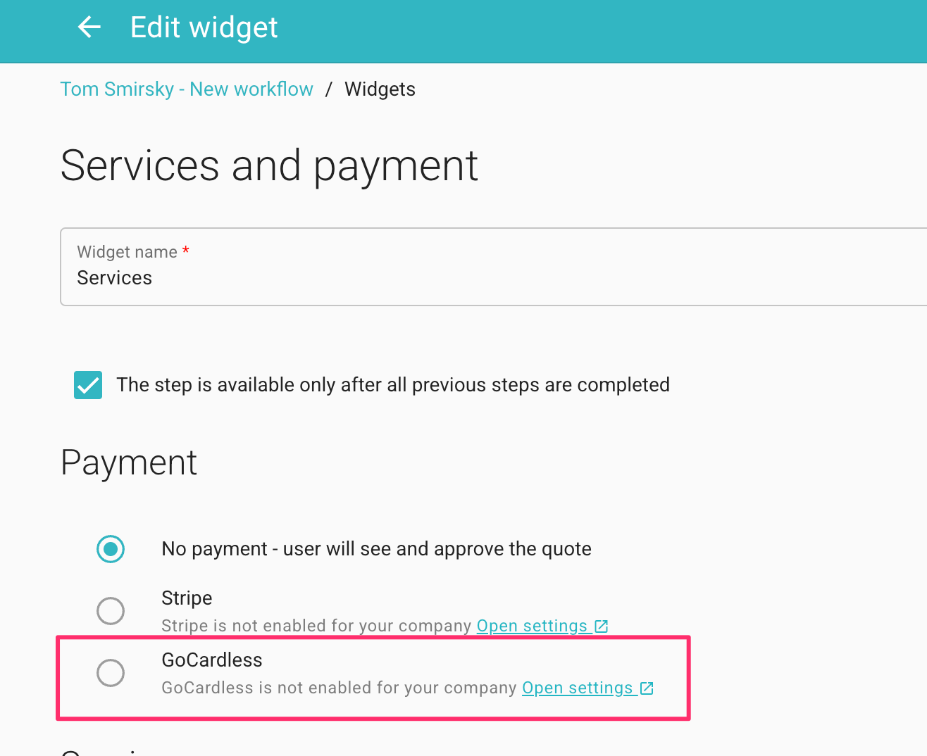 MyDocSafe and GoCardless integration for payments