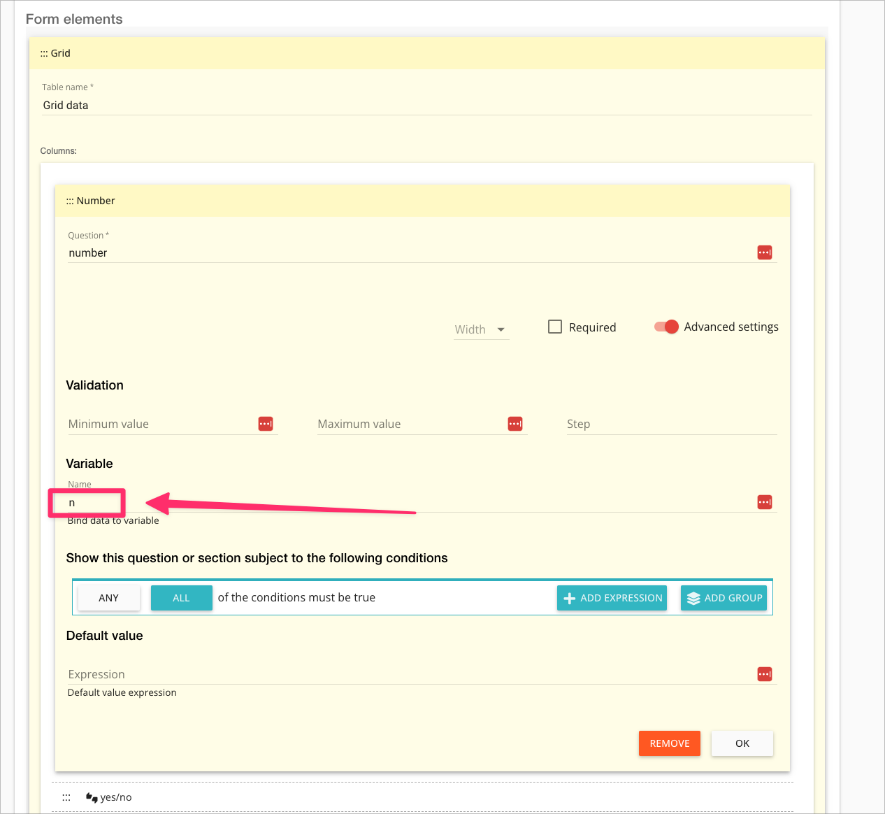 MyDocSafe віджет сітки – додати змінну до стовпця
