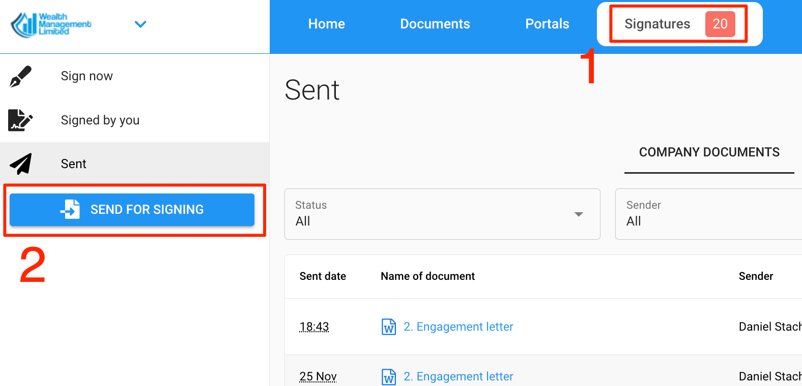 Надіслати на підпис з панелі інструментів