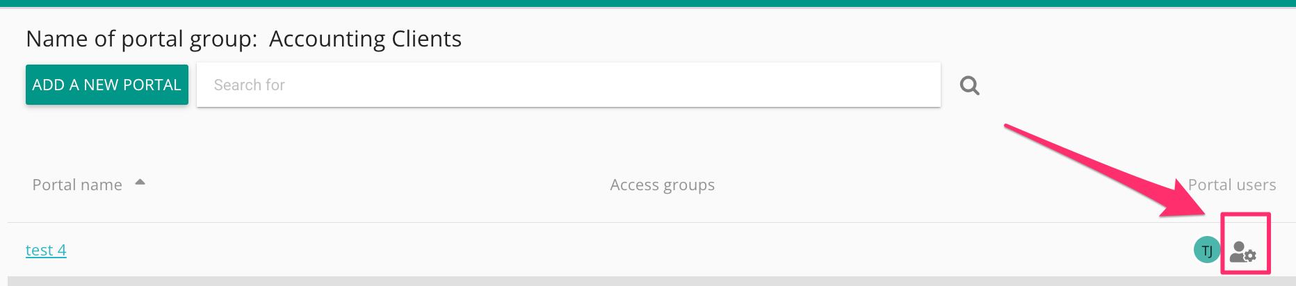Invito di un utente del portale dalla pagina dell'elenco del portale in MyDocSafe