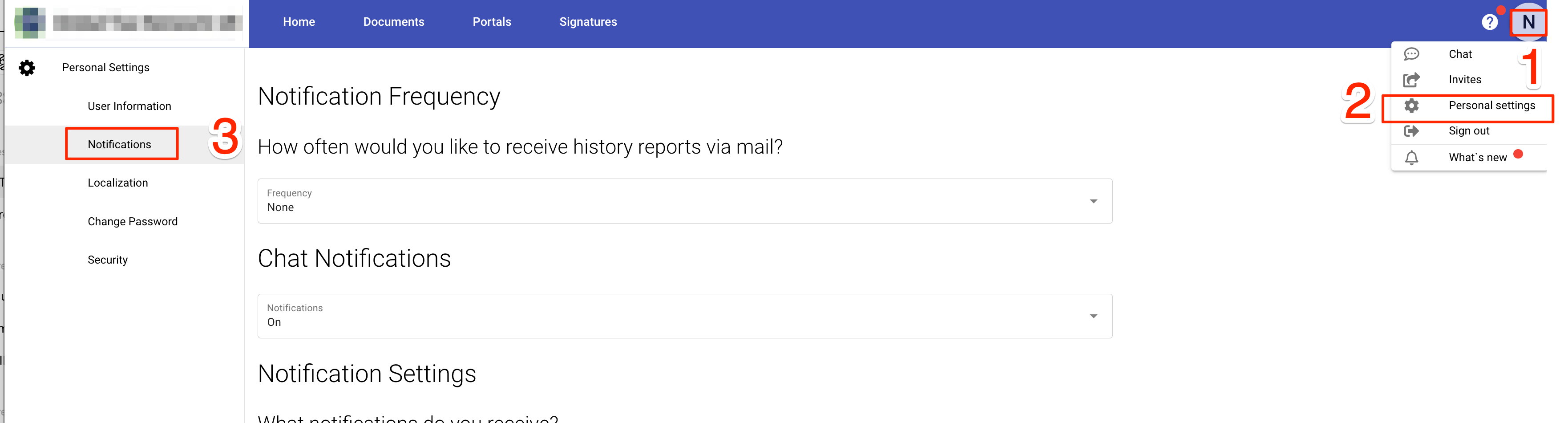 MyDocSafe notification settings 1