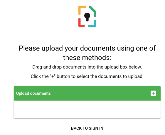 MyDocSafe secure document upload screen