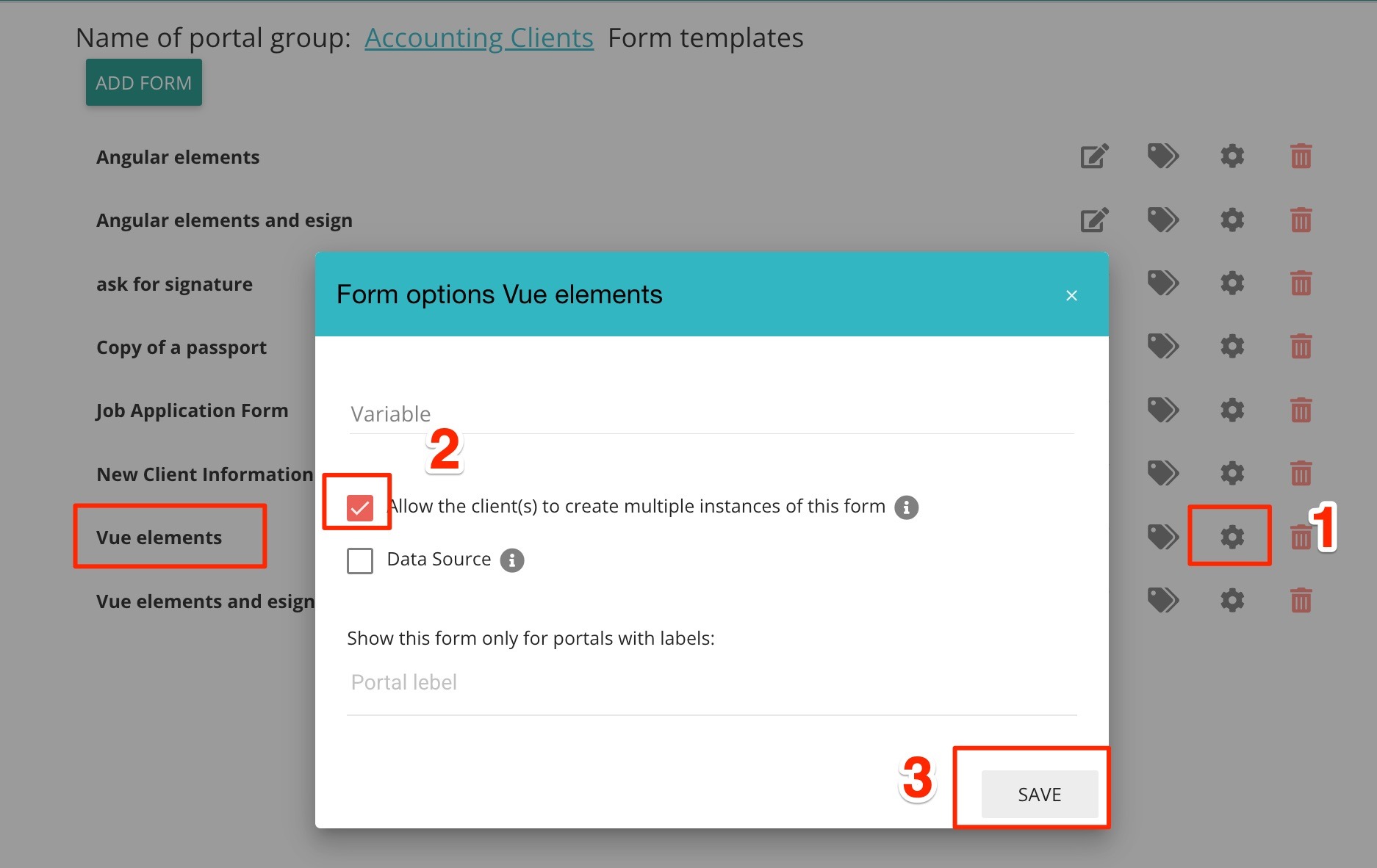 Multiple instances of a form