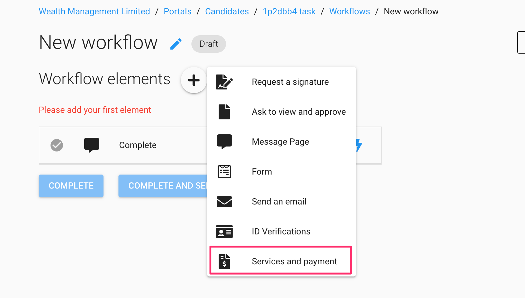 Sales widget in MyDocSafe workflows