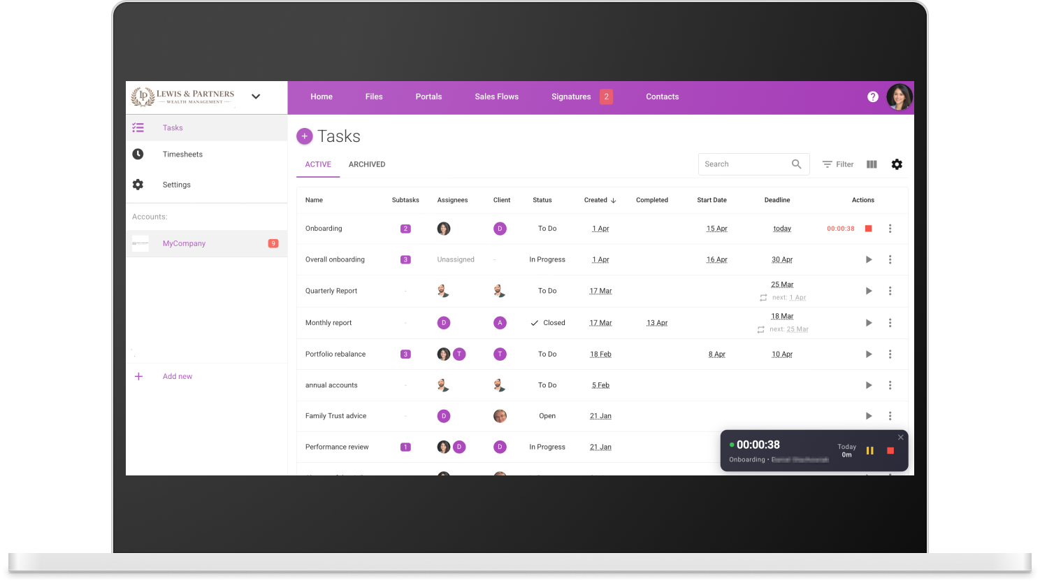 MyDocSafe practice management – tasks and timesheets
